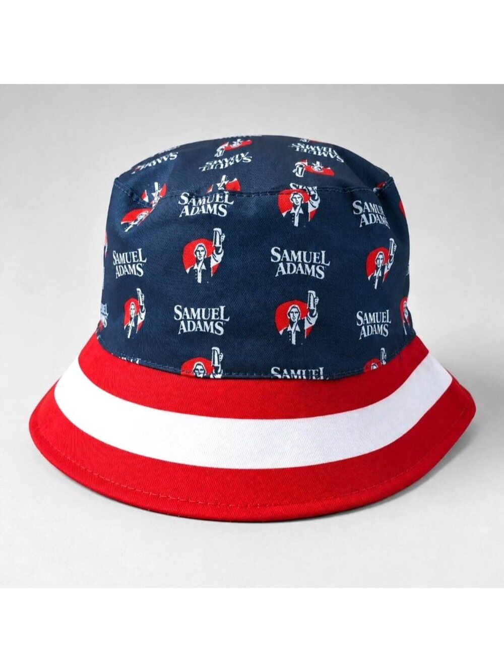 Samuel Adams Patriotic Bucket Hat Reversible Red White Navy Blue Beer Logo